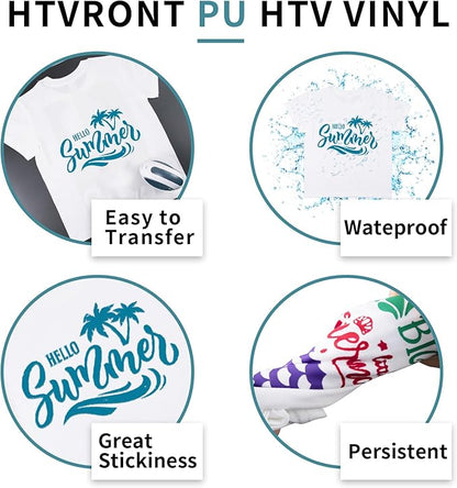 HTVRONT Teal Heat Transfer Vinyl - 24 Pack 12"x12" Iron on Vinyl Sheets for T-Shirt (1 PTFE Sheet Included), Teal PU HTV Vinyl Easy to Cut & Weed for Heat Vinyl Design