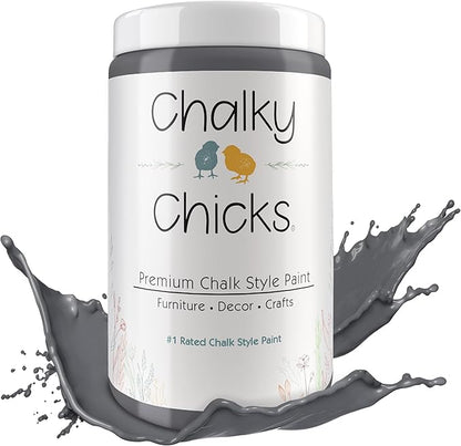 Chalky Chicks All-in-One Chalk Paint for Furniture or Cabinet - 32Fl Oz- Matte Finish Nailed It (Blueish Gray) for Metal, Wood Furniture Paint - No Sanding All-in-One for Home Decor & Crafts, USA Made
