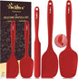 Walfos Silicone Spatula Set of 5-600°F Heat Resistant Kitchen Scraper Spatulas, Strong Steel Core and One-Pieces Seamless Design, Great for Cooking Mixing & Baking - BPA Free & Dishwasher Safe (Red)