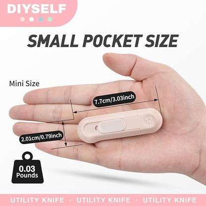 DIYSELF 8 Pack Box Cutter, Box Cutter Retractable Letter Opener, Cute Utility Knife Exacto Knife for School, Razor Knife for Crafts, Paper, Packages, Small Box Cutters Bulk for Women Girls