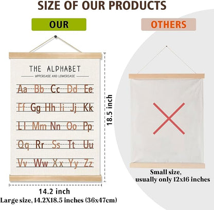 Alphabet and Numbers Wall Chart Set of 2 ,Kids Educational Posters,ABC and 1-20 Number Learning Banners for Toddlers, Preschool Classroom, Homeschool, Nursery, Playroom Decor 14 x 18.5 Inch (Brown)