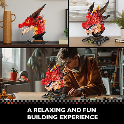 JMBricklayer Dragon Set for Adults 70105, Cool Animals Model Dragon Head Building Blocks Toy, Collection or Home Office Decor, Birthdays for Boys, Girls, Men and Adults