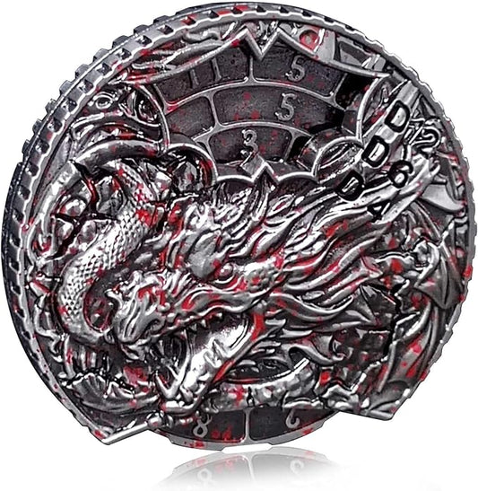 DND Dice Set Roulette: Fidget D4 D6 D8 D10 D10% D12 D20 All in One Metal D&D Spinner Dice - Cool Role Playing Dice Gifts for Dungeons and Dragons TRPG MTG Games Lover Players (Bloodstained)