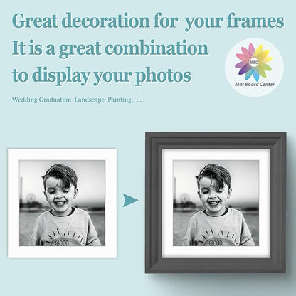 MBC Mat Board Center, 10 Pack 12x12 for 10x10 White Picture Mats Frame Mattes, Bevel Cut, Acid Free, 4-ply Thickness