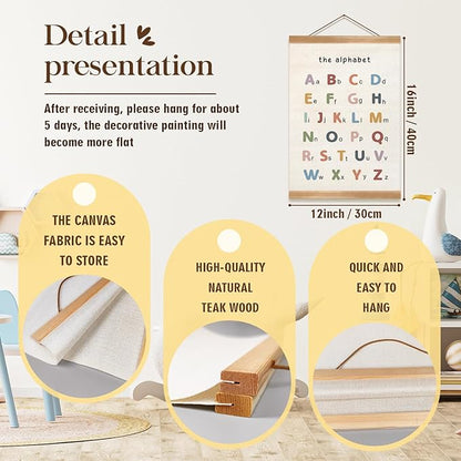 ZTGDA Alphabet Numbers Poster Set of 2, Alphabet Numbers Wall Art, ABC Banner Poster, Banner Wall Hanging Decor for Toddler Room Playroom Nursery Wall Classroom Decor (12x16inch ABC&123)