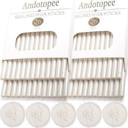 52pcs Pearl White Sealing Wax Sticks for Glue Gun, Seal Stamp, Envelope Letter, Wedding Invitation Craft Adhesive - Mini Size, Great Gift Ideas