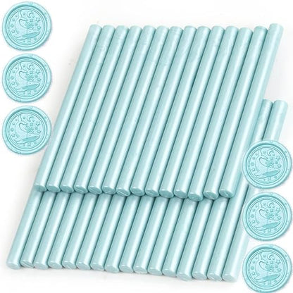 Water Blue Wax Seal Sticks, 30pcs Sealing Wax Sticks, HOSEALING Glue Gun Wax Seal Sticks for Wax Seal Stamp, Premium Sealing Wax for Wedding Invitations, Letter, Envelope (Mini Size)
