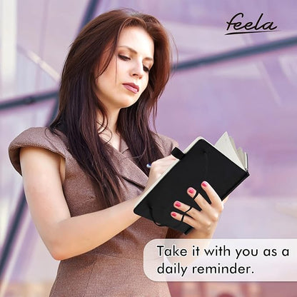 feela 24 Pack Journal Notebook for Work, Business Notebook Bulk Hardcover Lined Writing Journal with Pen Holder for Men Women Note Taking, with 24 Black Pens, 120 GSM, 5.1”x8.3”, A5, Black