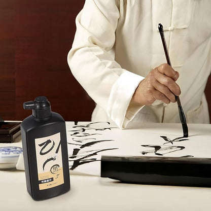 250 ML/8.8 OZ Calligraphy Ink - Versatile Elegance Chinese Brush Ink for Beginner Practice Traditional Art Works and Japanese Brush Black Ink