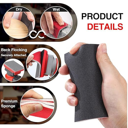 30-Pcs 3x4 Inch 1200 Grit Sanding Sponge Set, Soft Foam Hand Sanding Blocks, Ultra-Fine Wet/Dry Sandpaper for Wood, Metal, Drywall, Furniture Polishing