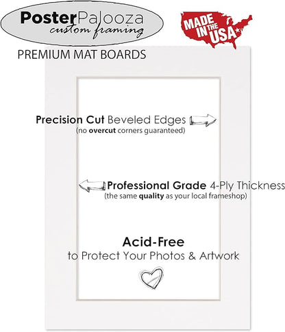 Poster Palooza 8x10 Mat Bevel Cut for 6x8 Photos - Acid Free Beige Suede Precut Matboard - for Pictures, Photos, Framing - 4-ply Thickness