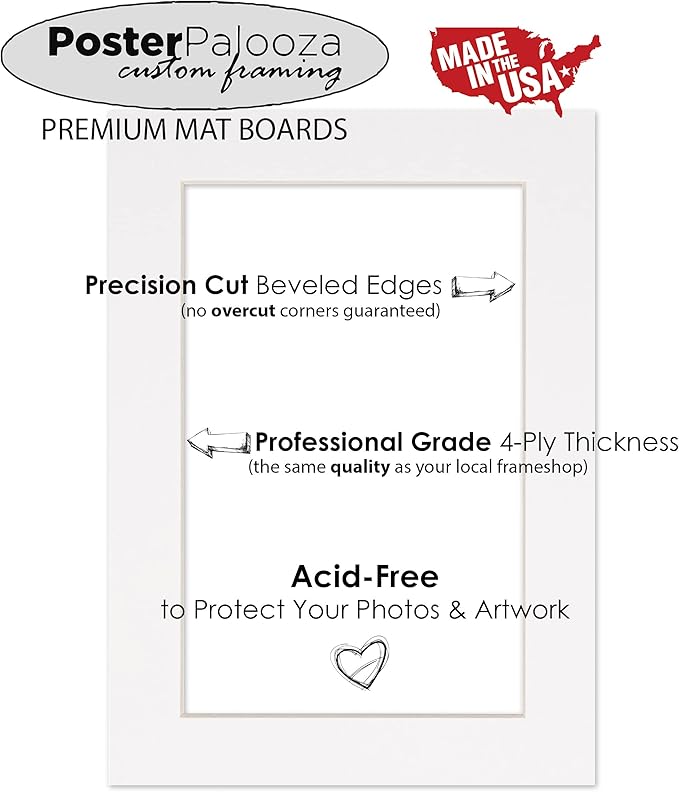 Poster Palooza 8x10 Mat Bevel Cut for 6x8 Photos - Acid Free Golden Orange Precut Matboard - For Pictures, Photos, Framing - 4-ply Thickness