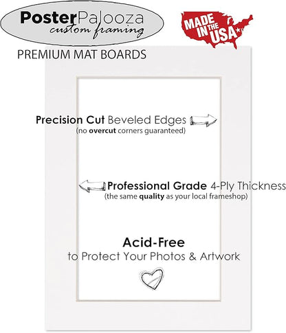 Pack of Ten 8x10 Mats Bevel Cut for 6x8 Photos - Acid Free Cream Precut Matboards for Pictures, Photos, Framing - 4-ply Thickness