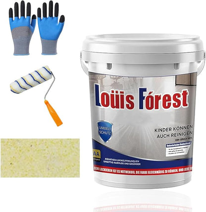 Louis Forest Epoxy Floor Paint, High-Gloss Marble Effect Coating, Epoxy Colored Sand Floor Paint, Wear-Resistant and Non-Slip for Indoor Outdoor (1KG-Millet yellow)