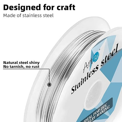 Art3d 18 Gauge Stainless Steel Wire, Bendable Soft Crafting Wire for Jewelry Making Earring Beading DIY Wrapping Sculpting - 120 FT Silver