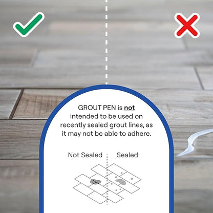 Grout Pen Cream Tile Paint Marker: Waterproof Grout Paint Pen, Tile Grout Colorant and Sealer Pen for Bathroom, Shower, Kitchen, More - Cream, Wide 15mm Tip (20mL)