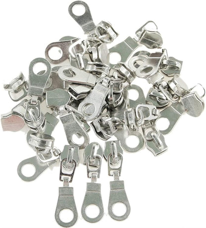 Leekayer #5 Silver Metallic Nylon Coil Zippers by The Yard Bulk 10 Yards White Tape with 25pcs Silver Sliders for DIY Sewing Tailor Craft Bag(White)