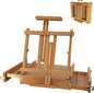 Large Sketchbox Table Top Easel with Dual Dawers- Adjustable Solid Beech Wood Artist Desktop Easel with Storage Holds Canvas up to 34'' High, for Markers, Sketch or Draw