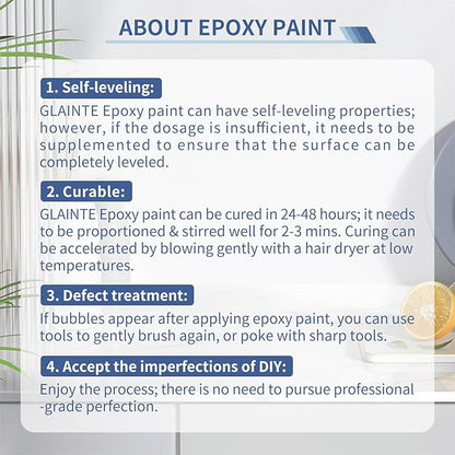 GLAINTE Bright White Marble Countertop Paint Kit Epoxy Countertop Refinishing Paint for Kitchen Bathroom Cover 38 Sq.Ft