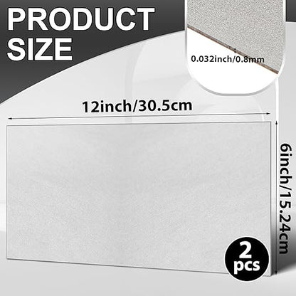 Zonon 2 Pcs 20 Gauge Steel Sheet Metal Cold Roll Steel Sheet 12" x 6" x 0.032" Weldable Metal Roll Steels Plate for DIY Craft Projects Home Auto, Easy to Shape, Weld, Cut and Form