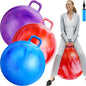 Lewtemi 3 Pcs 29 Inch Bouncing Ball with Handle, Outdoors Jumping Hopping Ball and Air Pump for Sports Exercise (Gradient Red, Gradient Blue, Purple)