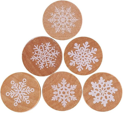 DECORA 6 Pieces Snowflake Floral Wooden Rubber Stamps for Card Making Scrapbooking and Crafts