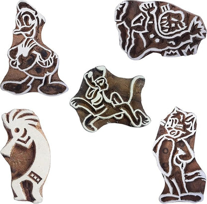 Royal Kraft Figure Wooden Printing Stamps (Set of 5) - DIY Henna Fabric Textile Paper Clay Pottery Blocks Htag2202