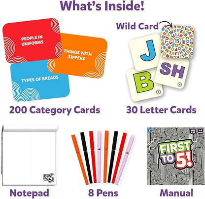 Skillmatics Board & Card Game - First to 5, Category Game with a Twist, Quick Thinking, Perfect for Parties, Christmas, Family Game Nights, Gifts for Kids, Teens, Adults, Ages 8, 9, 10 & Up