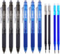 ParKoo Retractable Erasable Gel Pens Clicker Fine Point 0.7 mm, Make Mistakes Disappear, 3 Black/3 Blue Ink Pens with 4 Bonus Refills for Drawing Writing Journaling and Crossword Puzzles