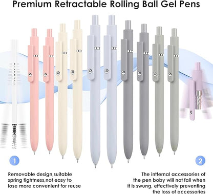 10PCS Gel Pens Black Ink Fine Point Pens With Smooth Writing, School Office Supplies, Christmas Anniversary Birthday Gifts for Men Women, Quick Dry Pens For Journaling, Nurse Aesthetic Pen (Morandi)