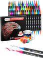 48 Colors Acrylic Paint Markers, Dual Tip Acrylic Paint Pens with Brush and Fine Tips for Kids, Adults, Wood, Canvas, Stone, Rock Painting, Glass, Ceramic Surfaces, DIY Crafts Making