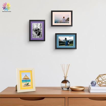 Mat Board Center, Pack of 25, 5x7 for 4x6 Mix Color Mat Kit - Acid Free, 4-ply Thickness, White Core - Includes Backing Boards and Clear Bags - for Pictures, Photos, Framing