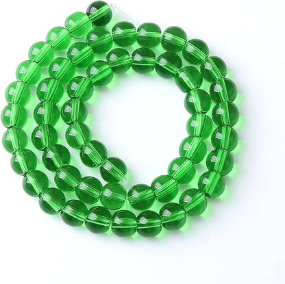 90pcs 4mm Smooth Green Crystal Glass Quartz Beads Round Loose Beads for Jewelry Making DIY Bracelet Necklace 15" Energy Healing Power Stone Beads(4mm, Green Crystal Glass)