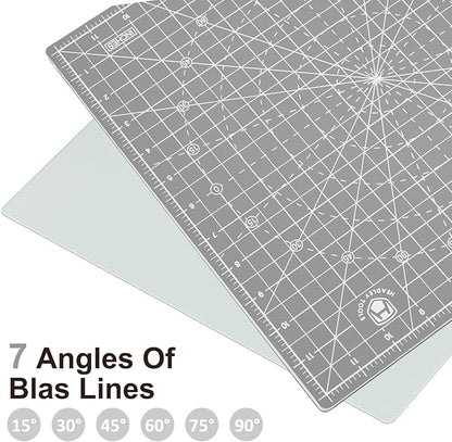 Headley Tools 12"x12" Rotating Cutting Mat, Self Healing Mat with 360-Degree Rotation & Anti-Slip Base, Sewing Board Cutting Mat Perfect for Fabric Quilting Leather Hobby Project, Grey