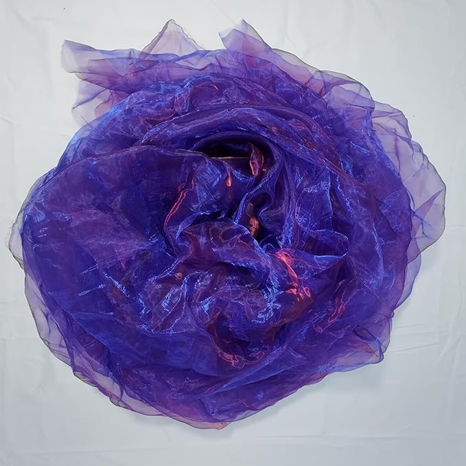 Two-Tone Iridescent Holographic Organza Fabric - 11 Yards | Lightweight Sheer Gauze Voile Tulle | for Dresses, Party Decor, DIY Crafts, Shiny Backdrops(Sapphire red)