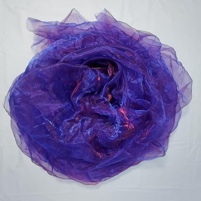 Two-Tone Iridescent Holographic Organza Fabric - 5.5 Yards | Lightweight Sheer Gauze Voile Tulle | for Dresses, Party Decor, DIY Crafts, Shiny Backdrops(Sapphire red)