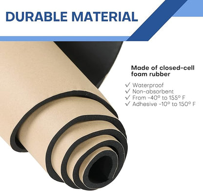 MYFULLY Sponge Neoprene Roll with Adhesive, Waterproof Foam Rubber Sheet Cut to Multiple Dimensions and Lengths for Shock Pad, Gaskets, DIY, Crafts (1/4" Thick x12 Wide x 54" Long)