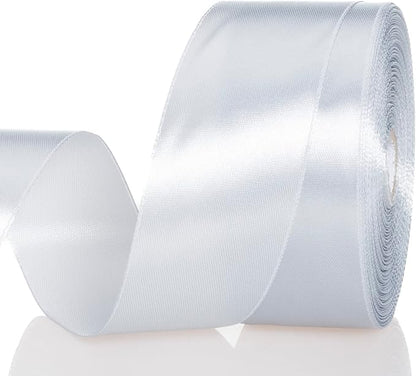 1 1/2 Inch Silver Solid Satin Ribbon, 50 Yards Craft Fabric Ribbon for Gift Wrapping Floral Bouquets Wedding Party Decoration
