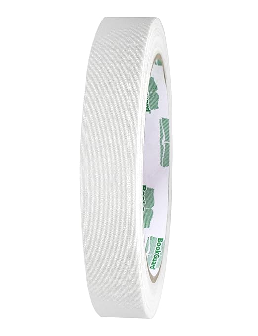BookGuard 0.75 inch Premium Bookbinding Repair Cloth Tape, 15 Yard Roll, White