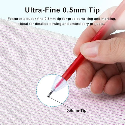 7-Color Heat Erasable Fabric Markers with 21 Refills, Extra-Fine 0.5mm Tip for Sewing, Quilting, Embroidery, Crafts & DIY Projects