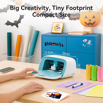 Likcut Vinyl Cutter Machine, Smart Sticker Maker Glee S501 for DIY Joy, Portable Cutting Tool for Crafting Beginner, Compact Design for Home & School Craft Projects, DIY Home Decor, Blue