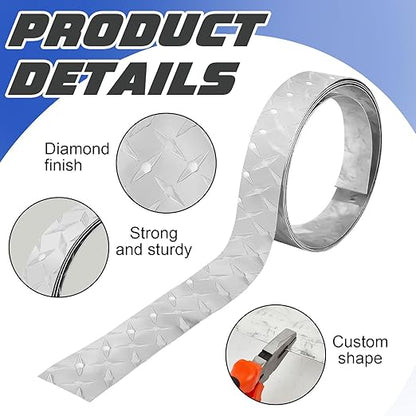 Diamond Plate Sheet Metal Aluminum Diamond Heavy Duty Tread Sheet Tread Plate for Wall Covering, Cargo Trailer, RV (120 × 2 Inch)