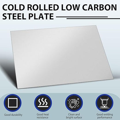 2 Pcs 16 x 12 Inch Mild Steel Sheet Cold Rolled 16 Gauge Metal Plate Weldable Metal Sheets for Professional Industrial DIY Use, Clean Surface Easy to Weld