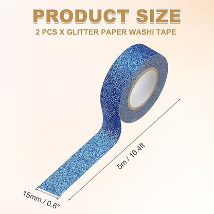 PATIKIL 2 Roll Glitter Paper Washi Tape, Washi Decorative Tape for Crafts, Navy