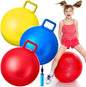 Lewtemi 3 Pcs 22 Inch Bouncing Ball with Handle, Outdoors Hopper Jumping Hopping Ball and Air Pump for Sports Exercise (Red, Blue, Yellow)