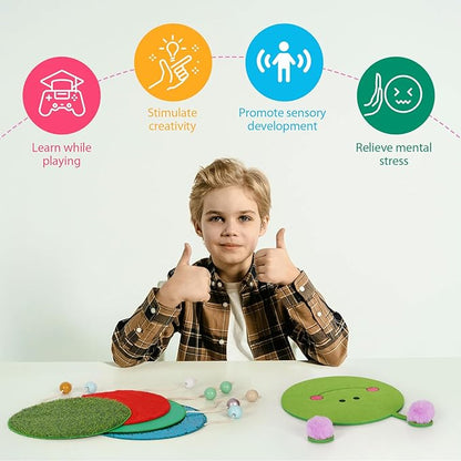 Sensory Wall Panel for Kids, Sensory Toys for Wall ＆ Floor, Sensory Mats for Autistic Children and Toddlers, Wall Busy Board Sensory Room Must Haves (Caterpillar)