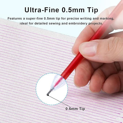 7-Color Heat Erasable Fabric Markers with 42 Refills, Extra-Fine 0.5mm Tip for Sewing, Quilting, Embroidery, Crafts & DIY Projects