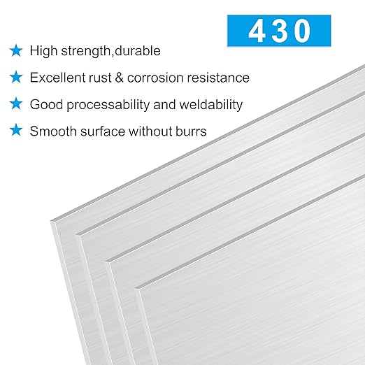4PCS 4"x8"x1/52 Stainless Steel Metal Plates for Magnetic Mount Board Wall,Tickness 0.5mm 430 Stainless Steel Shim Stock Plates for Crafting, Kitchen, Office