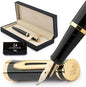 Wordsworth & Black Fountain Pen Set, 18K Gilded Bent Nib, Includes 24 Pack Ink Cartridges, Ink Refill Converter & Gift Box, Gold Finish, Calligraphy, [Black Gold], Perfect for Men & Women