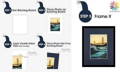 Mat Board Center, Pack of 10, 8x10 for 5x7 Dignity Blue Color Mats - Bevel Cut, Acid Free, 4-ply Thickness, White Core - for Pictures, Photos, Framing